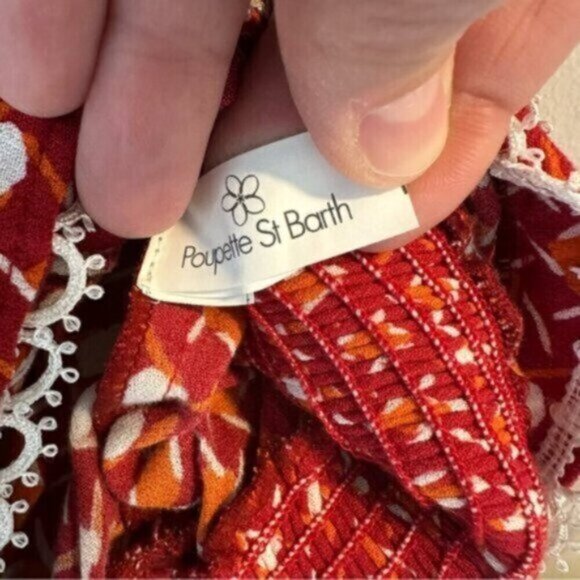 NWT Poupette St Barth | Women's Red Moon Georgette Print Jumpsuit Size Medium - Picture 9 of 12